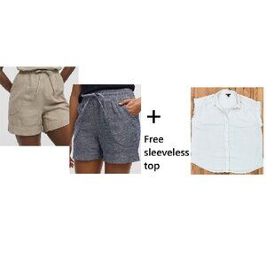 Lot of 2 Reitmans linen-blend shorts + free RW&Co. sleeveless top